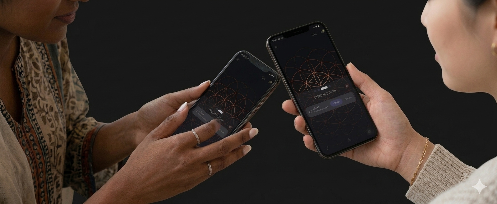 Two people connecting with Aphrodites Rings